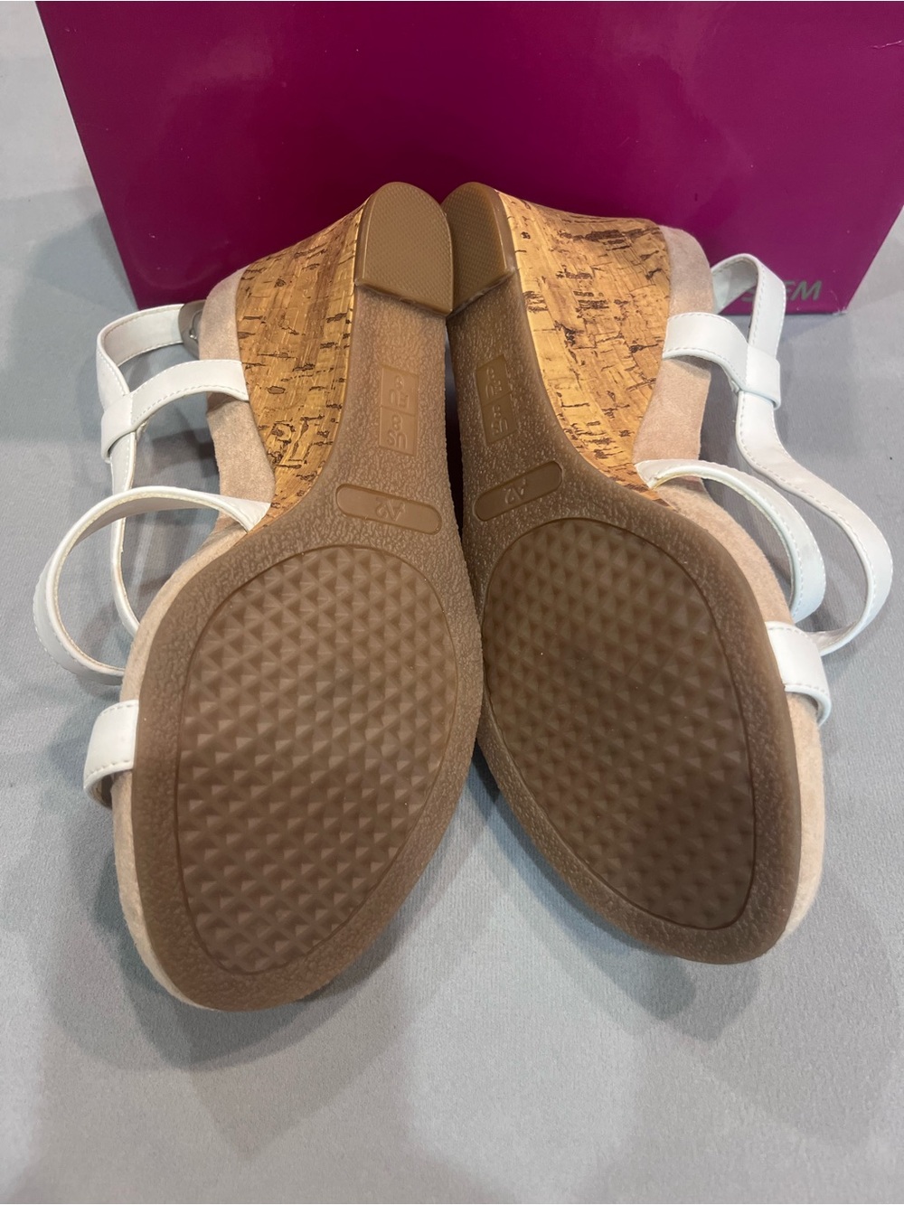 A2 By Aerosoles White Strappy Cork Wedge Sandals - Picture 3 of 3